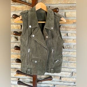 Blank NYC Genuine Suede Moss Green Moto Vest | Medium